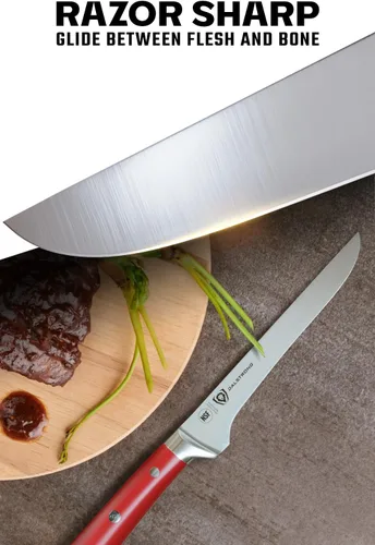Miniatura 2 de Dalstrong Cuchillo para deshuesar, 6 pulgadas, serie Gladiator, acero alemán de alto carbono, mango ABS rojo carmesí, talla de carne, recorte