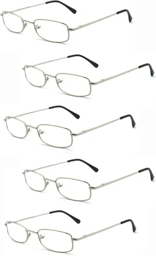 Miniatura 8 de 5 pares de lentes de lectura rectangulares de metal para hombres y mujeres, multicolor café