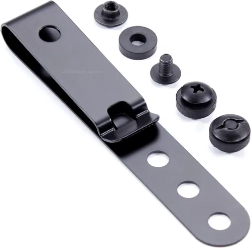 Miniatura 34 de HolsterSmith - Clip universal de metal para cinturón para hacer fundas, modelo 5, (3 agujeros), color negro táctico
