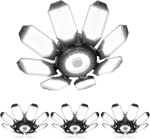 Miniatura 14 de Adiding Luz LED de garaje con 6 paneles deformables para sótano, paquete de 6, se atornilla en casquillo de bombilla E26 E27, súper brillante