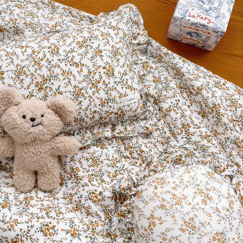Miniatura 7 de BuLuTu Funda de almohada de muselina de algodón con borde de volantes y flores de hibisco para niños, almohada de viaje suave para niños, niñas