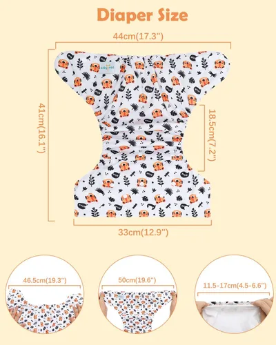 Miniatura 4 de babygoal Pañales de Tela Grandes Paquete de 13 para Niños Pequeños de 3-5 Años, Cubiertas de Pañales de Tela Paquete de 6 con 6 Insertos y Bolsa