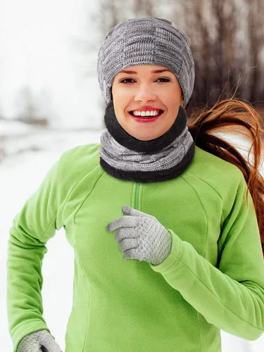 Miniatura 7 de 12 Pcs Winter Hat Scarf Gloves Set Winter Slouchy Skull Cap Knit Hats Winter Touch Screen Gloves Neck Warmer