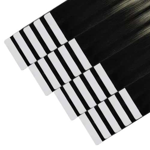 Miniatura 9 de YoungSee - Extensiones de cabello humano con cinta adhesiva, color negro ombre, extensiones de cabello humano real, cinta adhesiva invisible