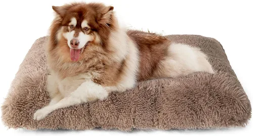 Miniatura 19 de EHEYCIGA Cama Esponjosa para Jaula de Perros Grandes, Almohadilla de Jaula de Piel Sintética Afelpada, Cama Calmante Anti-Ansiedad para Perros Negro