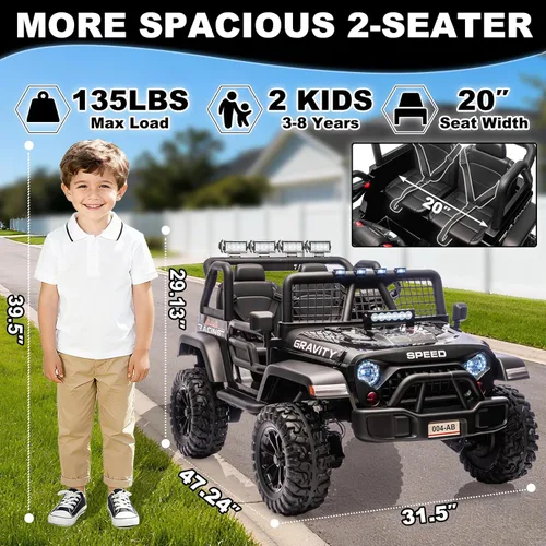 Miniatura 2 de NEWQIDA Juguetes de paseo de 24 V para niños grandes, automóvil eléctrico de 2 plazas con control remoto 4x4 para niños y niñas, suspensión de Rojo