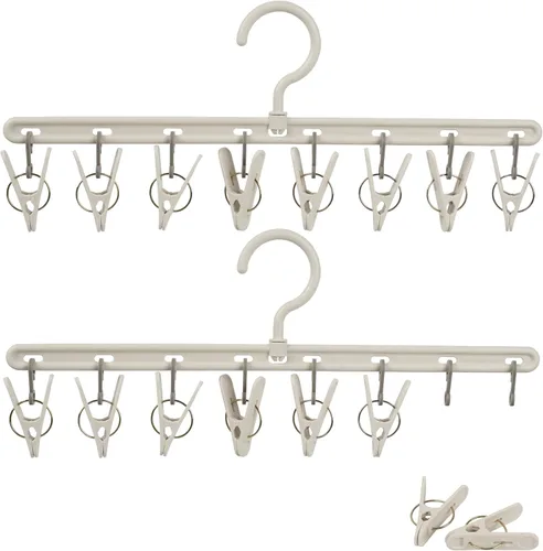 Miniatura 2 de Foshine Percha de ropa con 8 clips, percheros de secado de ropa resistente al viento para secar calcetines, brasieres, ropa interior, ropa de bebé