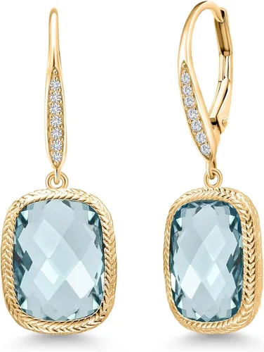 Miniatura 5 de Gem Stone King Aretes colgantes de plata de ley 925 con piedra natal y diamantes blancos cultivados en laboratorio de 4.60 quilates para mujer