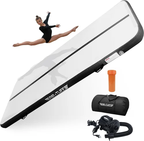 Alfombrilla inflable para gimnasia | Pista de aire para volteretas con bomba eléctrica para gimnasio en casa, yoga, animación, equipo de gimnasia |