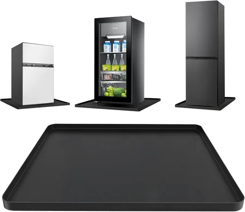 Miniatura 10 de Juego de 2 mini alfombrillas para nevera, 19.7 x 19.7 x 0.6 pulgadas, antideslizantes, gruesas, de silicona, para debajo del refrigerador, bandeja