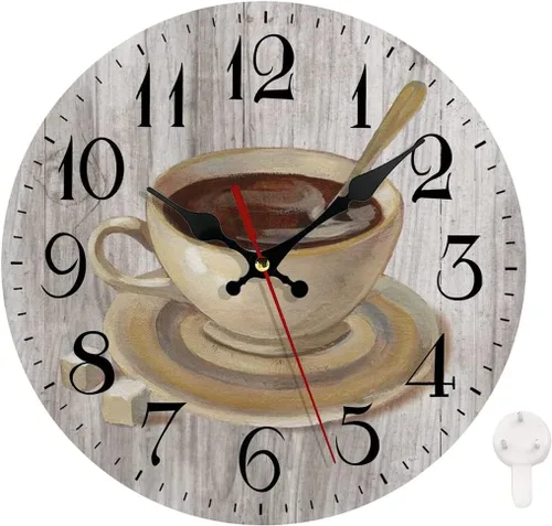 Miniatura 14 de LOKMU Reloj silencioso sin tictac de 10 pulgadas, reloj de pared redondo, decorativo para sala de estar, cocina, hogar, baño, dormitorio, oficina
