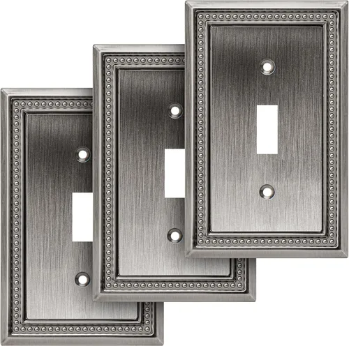 Miniatura 46 de Henne Bery Sunken Pearls - Placa de pared decorativa resistente para interruptor, cubierta para tomacorrientes (doble dúplex, níquel satinado)