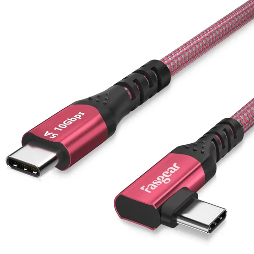 Miniatura 7 de Fasgear Cable USB C a USB C 3.1 Gen 2 de 1,8 m, tipo C de 90 grados, cable de 100 W, salida de video 4K a 60 Hz, cable de carga de 5 A compatible 1