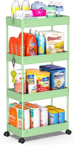 Miniatura 14 de SPACEKEEPER Carrito de Almacenamiento Rodante de 3 Niveles Organizadores de Carrito de Baño con Ruedas Organización de Cuarto de Lavandería Unidad