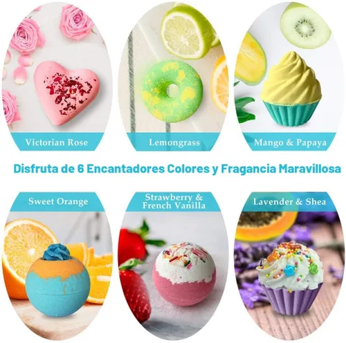 Miniatura 3 de Aofmee Bombas de baño, 6 bombas de baño de burbujas para niñas, bombas de baño hechas a mano para mujeres, kit de spa orgánico natural para niños