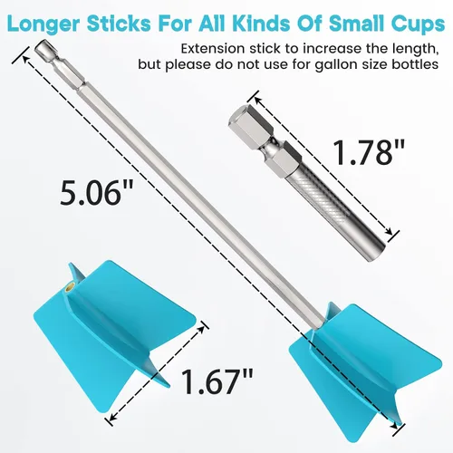 Miniatura 3 de JANCHUN 6 paletas mezcladoras de resina largas reutilizables aptas para todos los taladros, accesorio mezclador epoxi para una mezcla potente