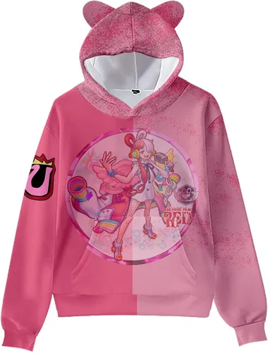 Miniatura 2 de AMOMA Sudadera con capucha unisex de una pieza de anime, color rojo, con bolsillos