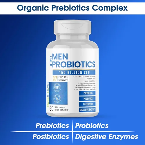 Miniatura 7 de Probióticos para hombres – 150 mil millones de UFC Acidophilus cápsulas con prebióticos y postbióticos – Apoya el microbioma intestinal, el colon