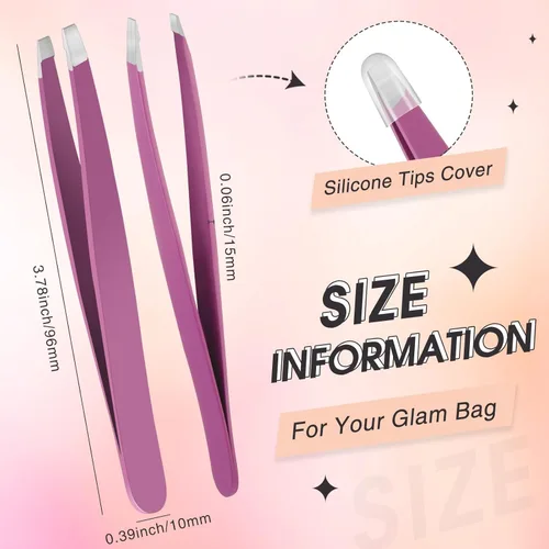 Miniatura 3 de Mudder Juego de 12 pinzas para cejas para cabello facial, pinzas de punta inclinada de acero inoxidable a granel para hombres y mujeres (multicolor)