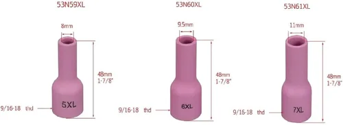 Miniatura 3 de RIVERWELD TIG Gas Lens Collet Bodies 45V 13N Jumbo Boquilla de alúmina de gran diámetro Tazas de cerámica 57N75 6#, 57N74 8#, 53N88 10#, 53N87 12#