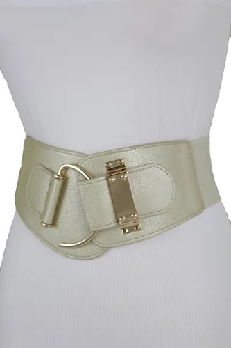 Miniatura 65 de TFJ - Cinturón ancho de moda para mujer, cintura alta, hebilla de gancho de metal dorado, talla XS, S, M, L, XL