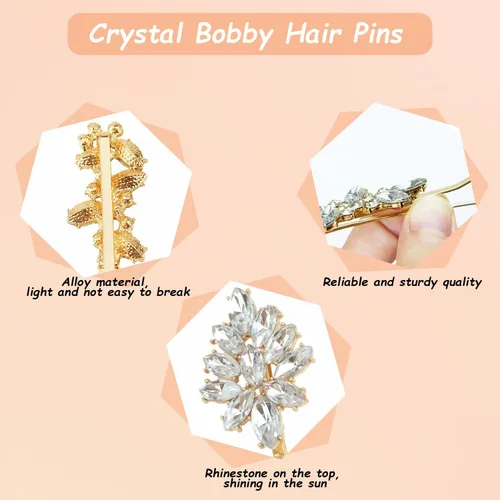 Miniatura 5 de 10 pinzas para el cabello con diamantes de imitación, horquillas decorativas con diamantes de imitación para bodas, pinzas de girasol con plumas
