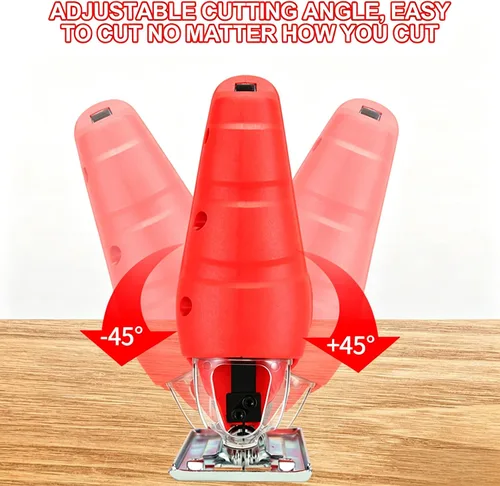 Miniatura 2 de Sierra de calar con cable, kit de herramientas de sierra de calar eléctrica de 800 W con 6 velocidades 0-2800 RPM, corte biselado de 0° a 45°