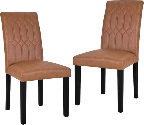 Miniatura 13 de VECELO Juego de 2 sillas de comedor tapizadas Parsons con asiento cómodo, patas de madera maciza con almohadillas de goma, para sala de estar