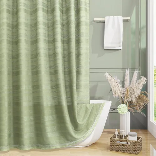 Juego de Cortina de Ducha Boho Granja con Borla, Juego de Cortina de Ducha de Lino Bohemio Francés Country Chic para Baño, Cortina de Ducha Moderna