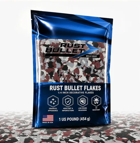 Miniatura 10 de RUST BULLET Copos de color decorativos – marrón otoñal – Personaliza pisos de concreto con 1 libra de chips de vinilo duraderos y resistentes a