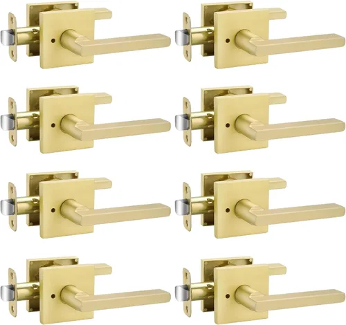 Miniatura 13 de Goldenwarm Manija de puerta simulada de oro cepillado – Palanca interior decorativa sin giro para despensa, puertas francesas y armarios (2 piezas)