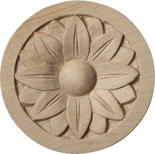 Miniatura 10 de Ekena Millwork ROS03X03BERW Roseta redonda Bedford, 3 1/2 pulgadas de ancho x 3 1/2 pulgadas de alto x 1/2 pulgadas de P, madera de caucho