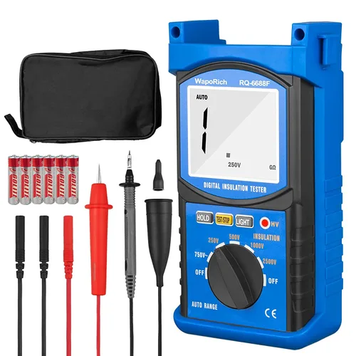 Miniatura 9 de Megohmmeter 200 Gig Ohm - Probador de resistencia de aislamiento digital de 500 V/1 kV/2.5 kV/5 kV, voltaje de rango automático, probador