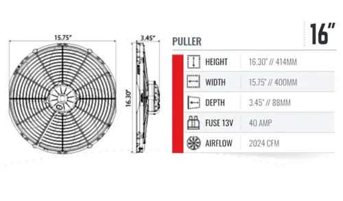 Miniatura 8 de SPAL 30102050 Extractor sellado de ventilador de 16 pulgadas, cuchillas curvas, 2024 CFM, 12 voltios, repuesto de refrigeración para Thermo King