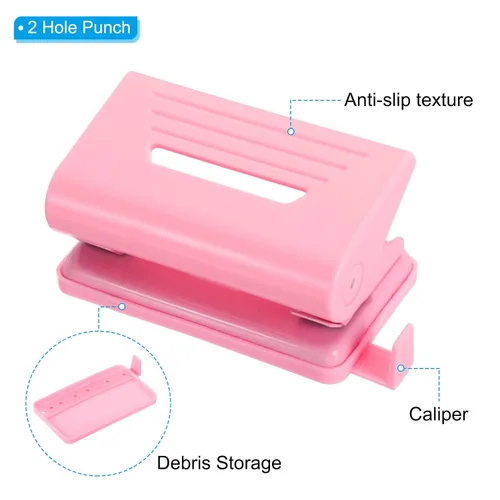 Miniatura 4 de PATIKIL Perforadora de papel de 2 agujeros de 1/4 de pulgada, perforadora de agujero de metal, capacidad de perforación de 8 hojas, perforadora