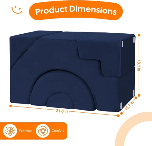 Miniatura 3 de MeMoreCool - Sofá modular para niños, sofá de espuma con diseño de tobogán y escalera, sofá convertible para niños para sala de juegos, mueble