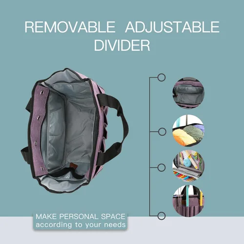Miniatura 4 de Bolsa de almacenamiento de hilo para tejer, organizador de ganchillo de gran capacidad, bolsa de viaje portátil con correa para el hombro, estuche
