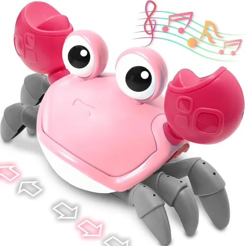 Miniatura 9 de Pbooo Juguete de Cangrejo que Gatea para Bebé, Juguete de Cangrejo Interactivo que Camina y Baila (Sensor Infrarrojo) 3-6 6-12 Meses, Juguete