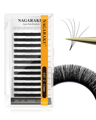 Miniatura 13 de NAGARAKU Easy Fan Extensiones de Pestañas Volumen Lash 0.07 Rizo D 8-15mm Bandeja Mixta Floración Rápida Visón Sintético en Racimo Para Ventilador