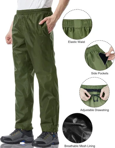 Miniatura 3 de iCreek Pantalones de lluvia para hombre, impermeables, resistentes al viento, ligeros, para senderismo, trabajo, lluvia, al aire libre, para golf