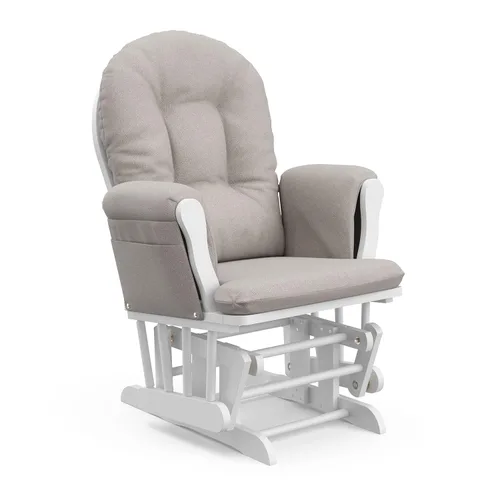 Miniatura 8 de Storkcraft Planeador de Aro Premium y Otomana (Remolino Blanco/Taupe) — Planeador de Guardería Certificado GREENGUARD Gold, Artesanía de Madera