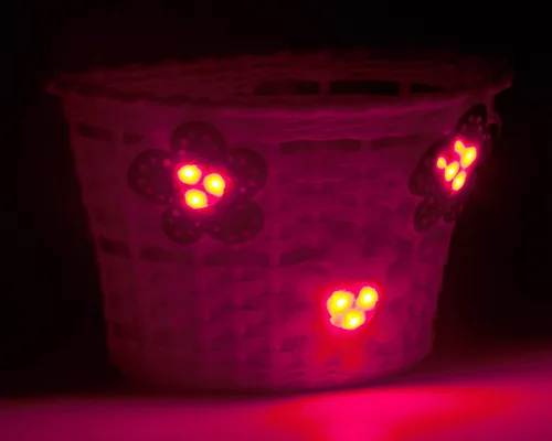 Miniatura 7 de Schwinn Cesta de bicicleta para niños, con flores iluminadas activadas por movimiento, se adapta a la mayoría de manillares de bicicleta para niños