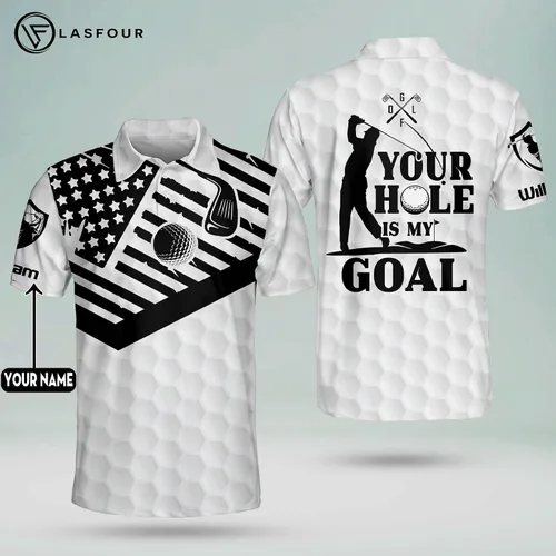 Miniatura 6 de Camisas de golf divertidas personalizadas para hombres Your Hole is My Goal camisas de golf para hombre manga corta Dri Fit polo ligero