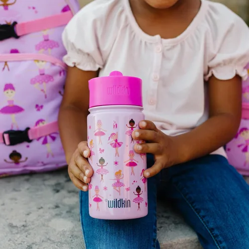Miniatura 6 de Wildkin Kids - Botella de agua de acero inoxidable de 14 onzas para niños – Sin BPA, a prueba de fugas, aislada, fácil de limpiar - Ballerina