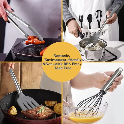 Miniatura 5 de Fungun - Juego de utensilios de cocina de silicona, antiadherentes, juego de utensilios de cocina de 24 piezas, utensilios de cocina resistentes al