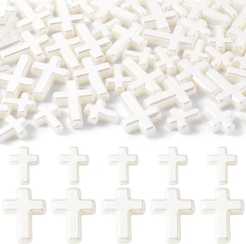 Miniatura 20 de 120 dijes de cruz para hacer joyas, cuentas de cruz religiosa para pulseras, cruces para hacer joyas, pulseras, collares, manualidades (6 colores)