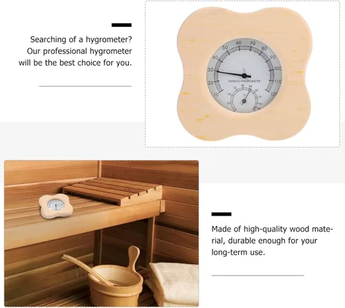 Miniatura 6 de NUOBESTY Multi-Functional Wooden Hygrometer Thermometer for Sauna Room, Indoor Humidity and Temperature Gauge, Sauna Accessories with Precise