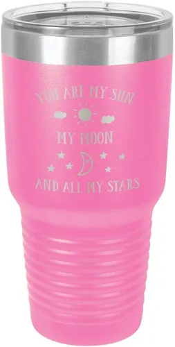 Miniatura 16 de Taza de viaje grabada con grabado en polvo de acero grabado con láser, con texto en inglés "You are MY SUN MY MOON AND ALL MY STARS", sin BPA