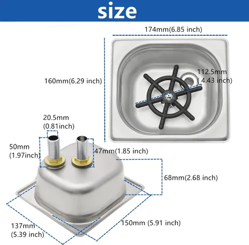 Miniatura 2 de DIBTSA - Enjuagadora para jarra, lavadora automática de tazas de vidrio, acero inoxidable 304, para café, leche, té, hogar, cocina, hotel, bar