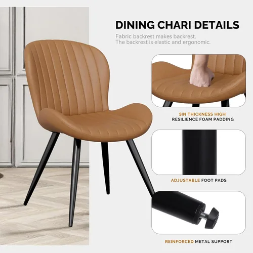 Miniatura 4 de Nalupatio Juego de 2 sillas de comedor, modernas sillas de comedor con respaldo cómodo, sillas de cocina tapizadas gruesas, 19 pulgadas de altura
